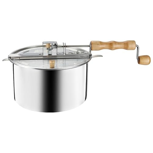 Great Northern Popcorn Stovetop Popcorn Maker, Silver, 6.5 Quart