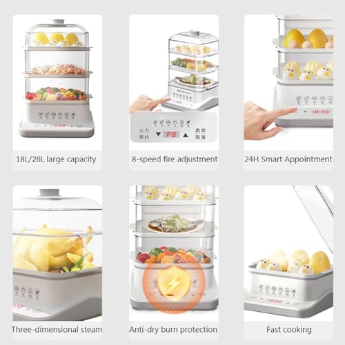 Electric Food Steamer with Timer and Smart Cooking Function