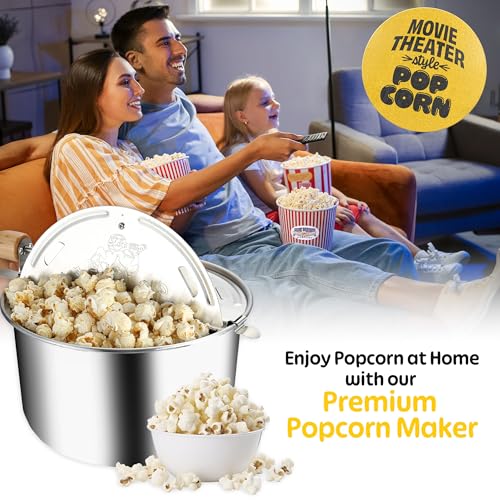 Great Northern Popcorn Stovetop Popcorn Maker, Silver, 6.5 Quart