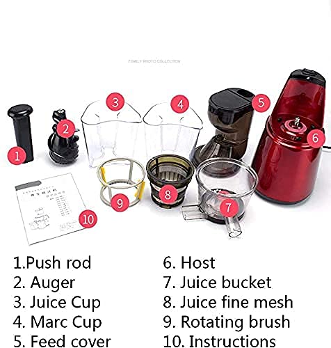 Slow Masticating Juicer with Wide Mouth Hopper for Fruits and Vegetables