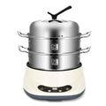 Stainless Steel Electric Food Steamer with Double Layer and Timer Function