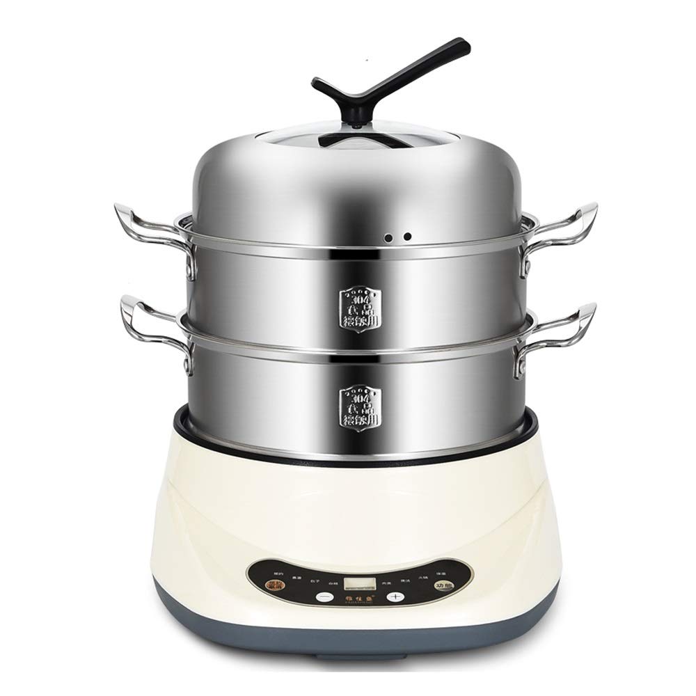 Stainless Steel Electric Food Steamer with Double Layer and Timer Function