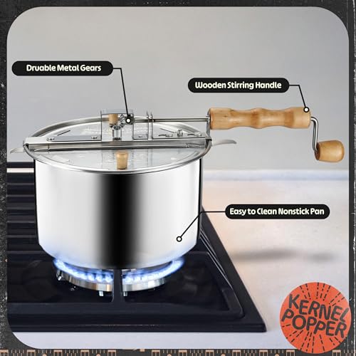 Great Northern Popcorn Stovetop Popcorn Maker, Silver, 6.5 Quart