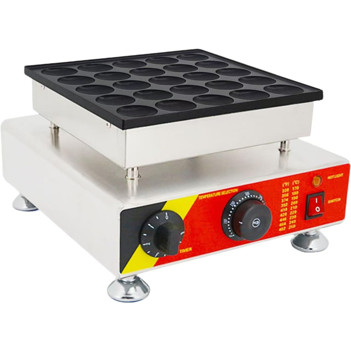 25-Hole Commercial Mini Pancake Maker with Baking Tray