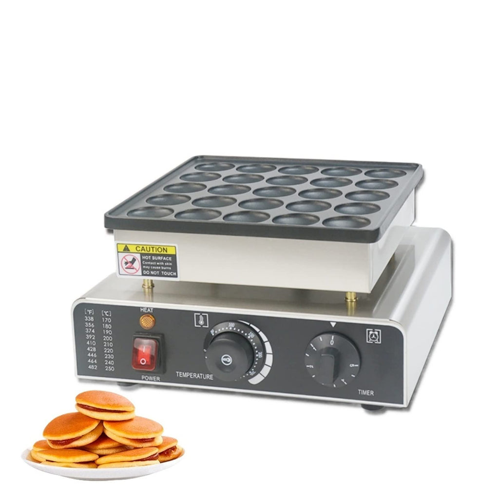 Commercial Electric Pancake Maker with Nonstick 25-Hole Plate and Temperature Control