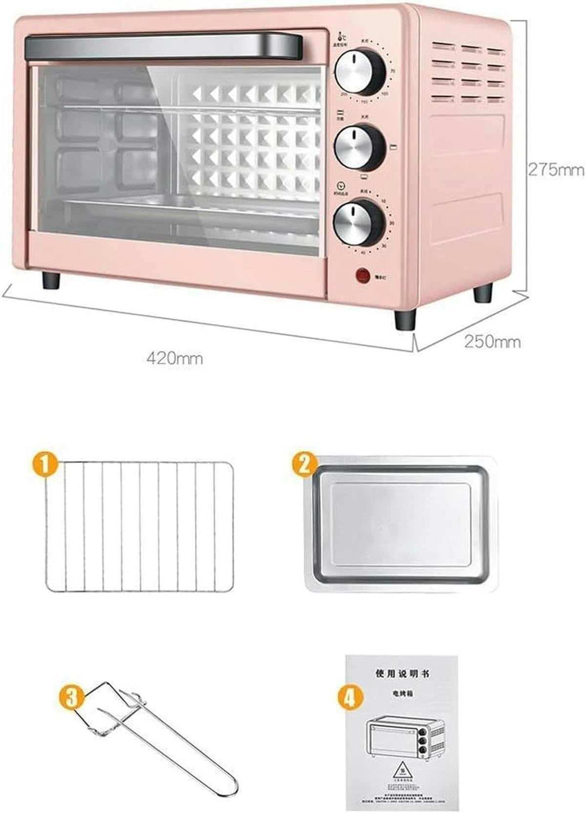 22L Mini Electric Oven with Adjustable Temperature and Timer Function