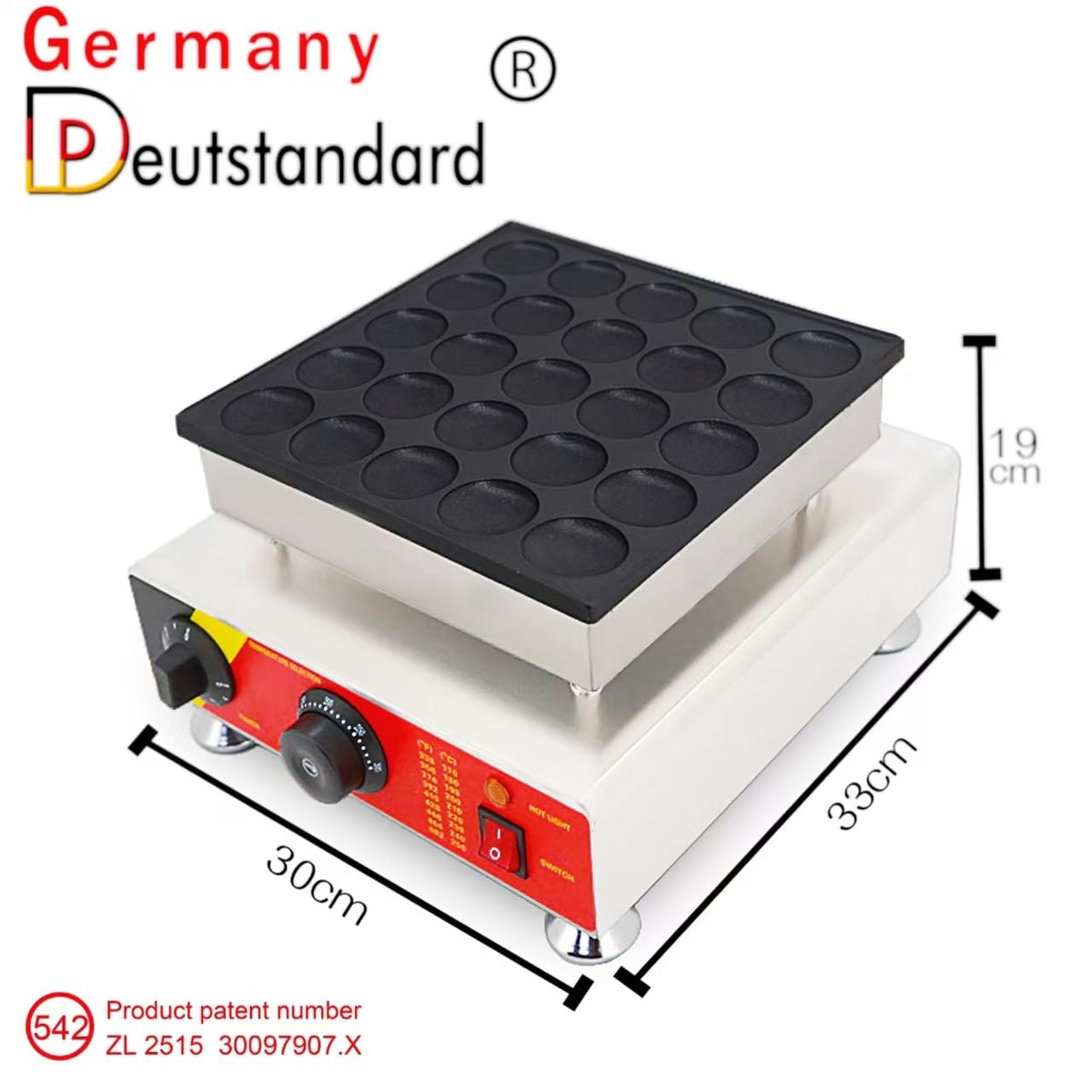 25-Hole Commercial Mini Pancake Maker with Baking Tray