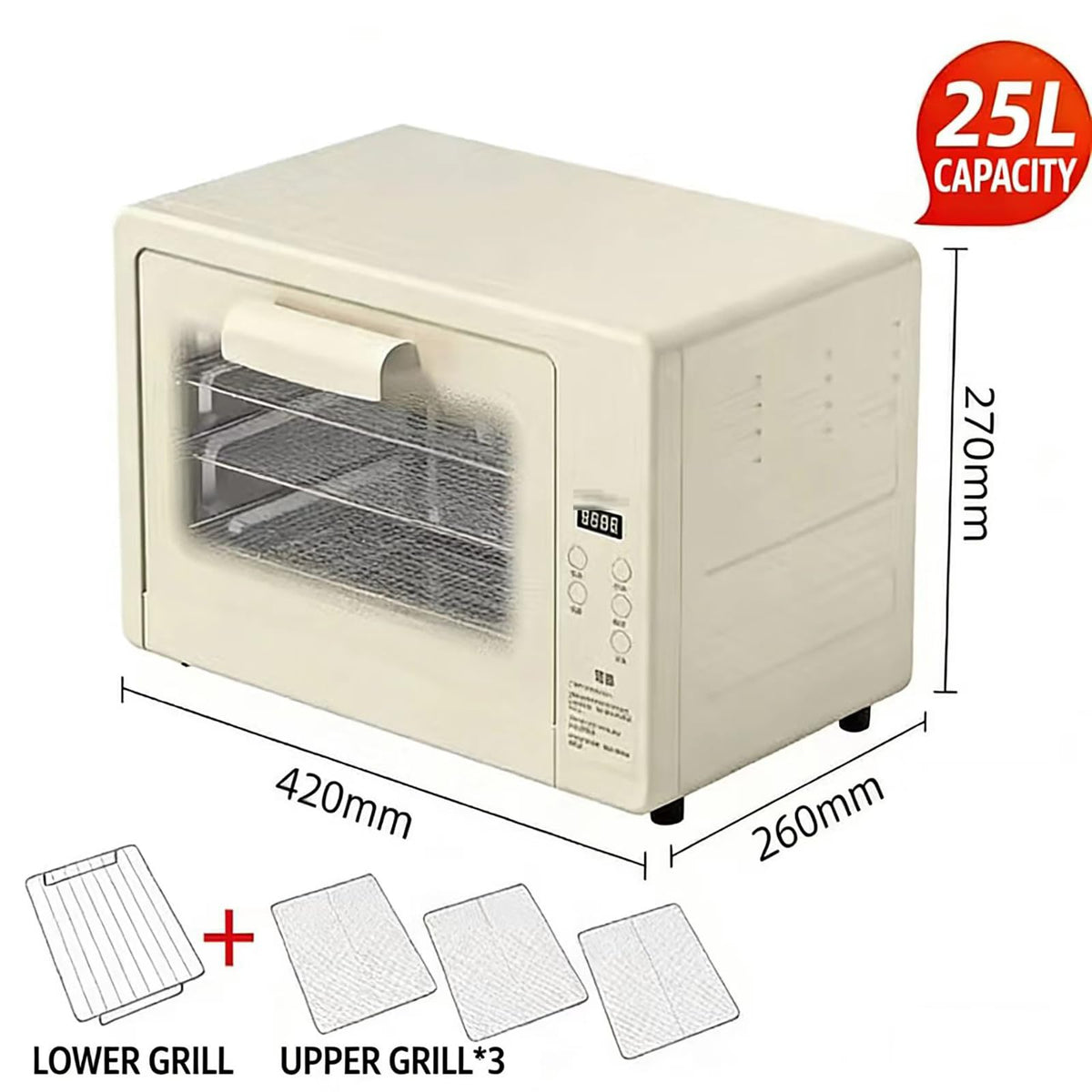 25L Stainless Steel Food Dehydrator with Adjustable Temperature Control