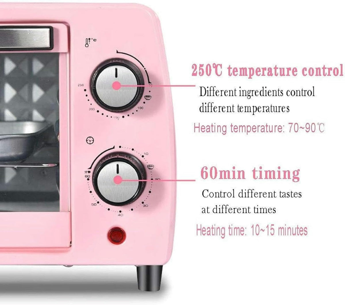 10L Mini Electric Oven with Pizza Grill and Timer Function