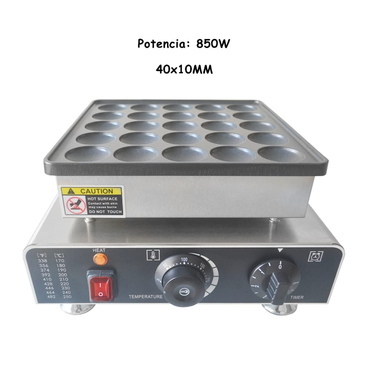 Commercial Electric Pancake Maker with Nonstick 25-Hole Plate and Temperature Control