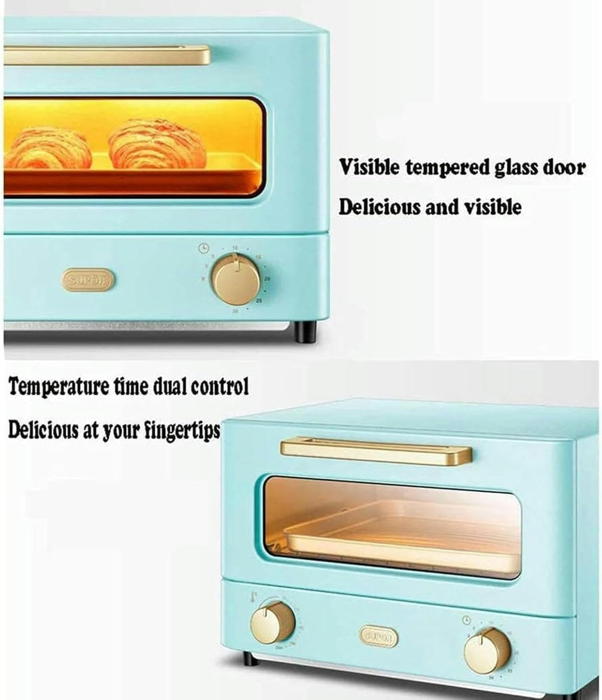 12L Mini Electric Oven with Grill and Convection Heating Function