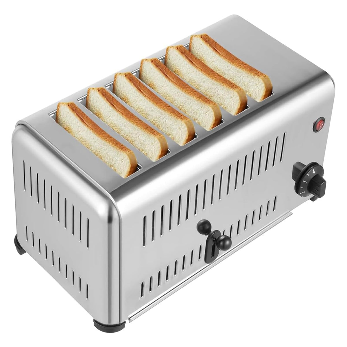 6-Slice Stainless Steel Commercial Toaster with Timer Function