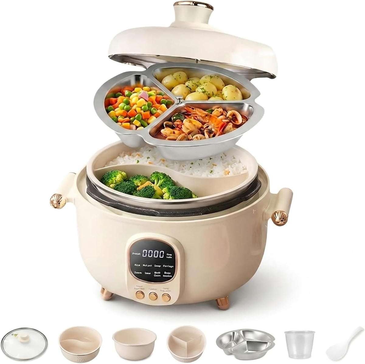 4L Electric Pressure Cooker Hot Pot, 70kPa Smart Multi-Cooker w/Timer