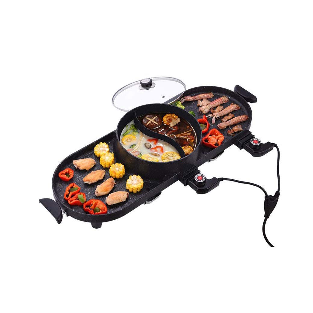 Electric Grill Griddle with Smokeless BBQ Function