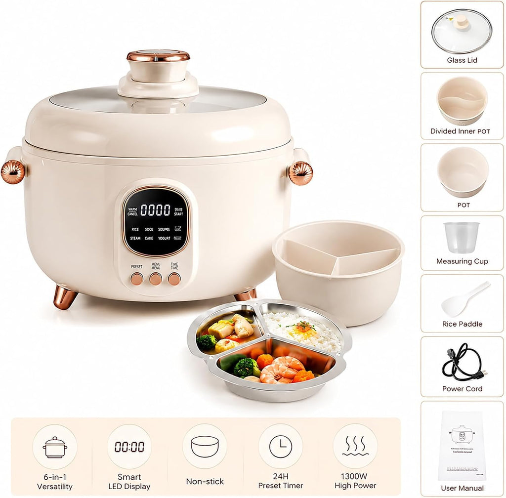 4L Electric Pressure Cooker Hot Pot, 70kPa Smart Multi-Cooker w/Timer