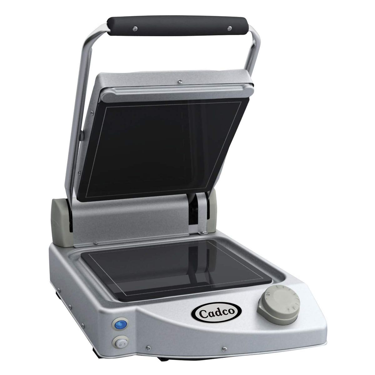 Commercial Single Panini Grill with Smooth Plate and Stainless Steel Design