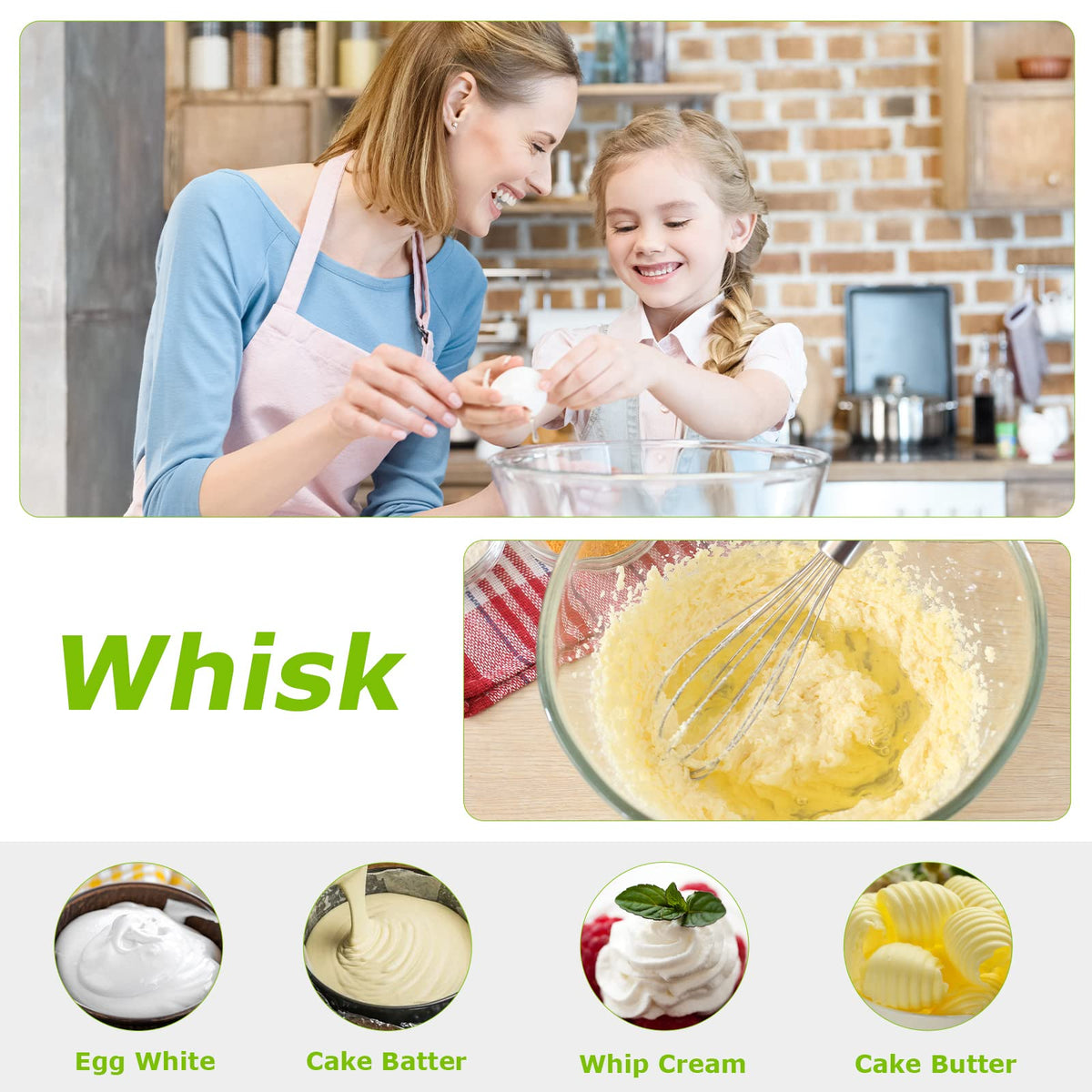 500W Immersion Blender with Whisk and Stainless Steel Stick Mixer