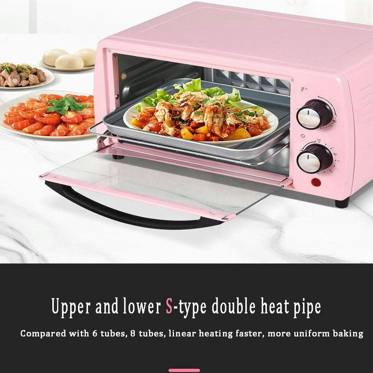10L Mini Electric Oven with Pizza Grill and Timer Function