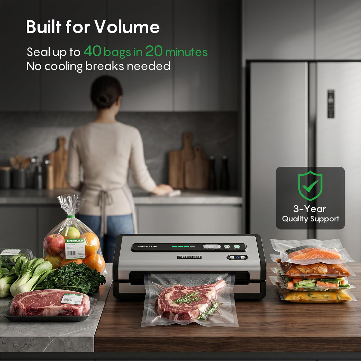 FRESKO Automatic Vacuum Sealer for Food, Hands-Free Operation