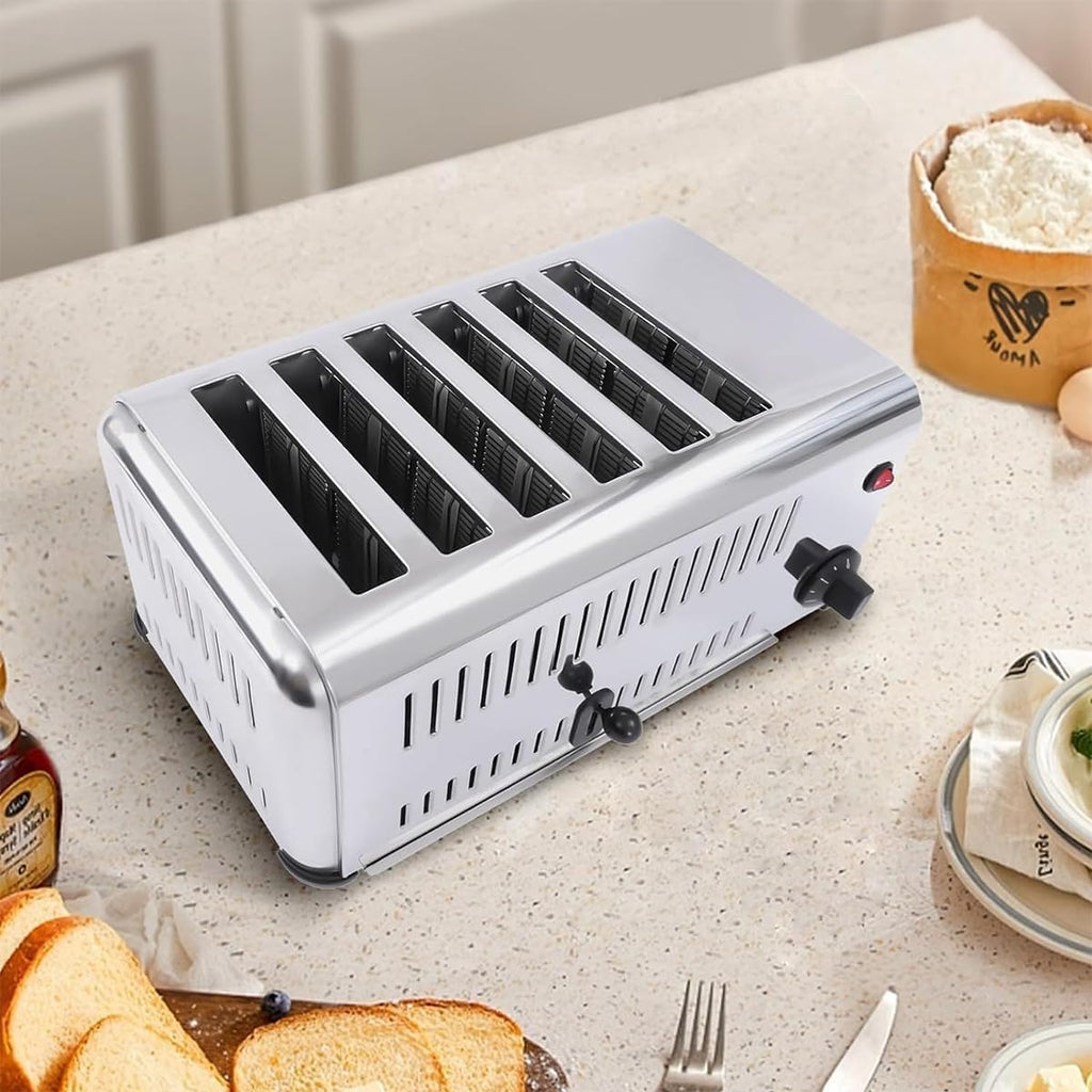 Commercial Stainless Steel Toaster with Extra-Wide Slots and 5 Shade Settings