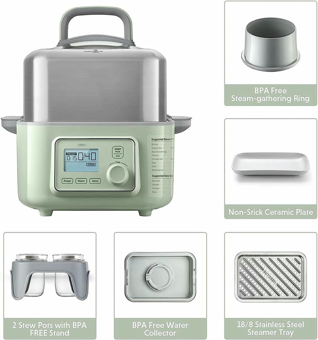 Digital Electric Food Steamer with 2-Tier BPA-Free Trays and Auto Shutoff