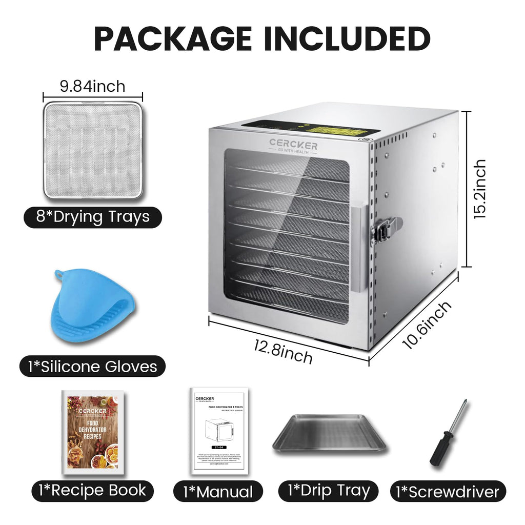Meat Dehydrator for Jerky Maker 9 Trays 1000W Dryer Machine for Fruit Beef