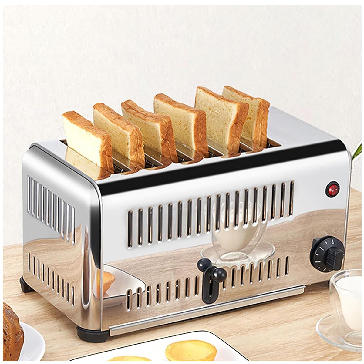 Commercial Stainless Steel Toaster with Extra-Wide Slots and 5 Shade Settings