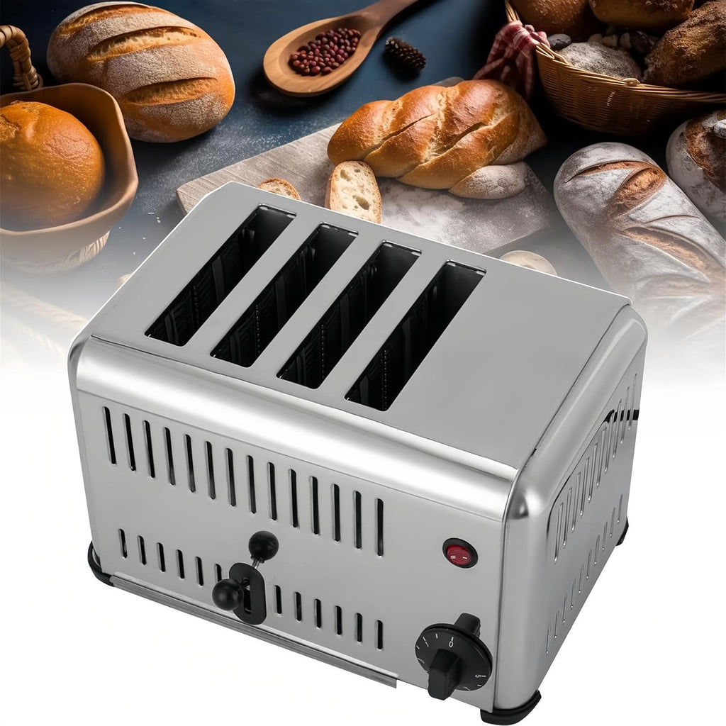6-Slice Stainless Steel Commercial Toaster with Timer Function