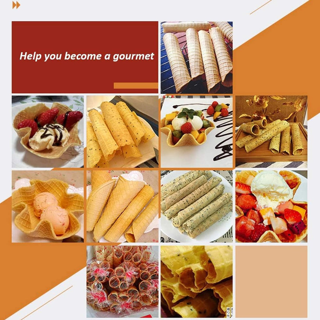 Electric Waffle Cone Maker with Nonstick Double-Sided Heating Plate