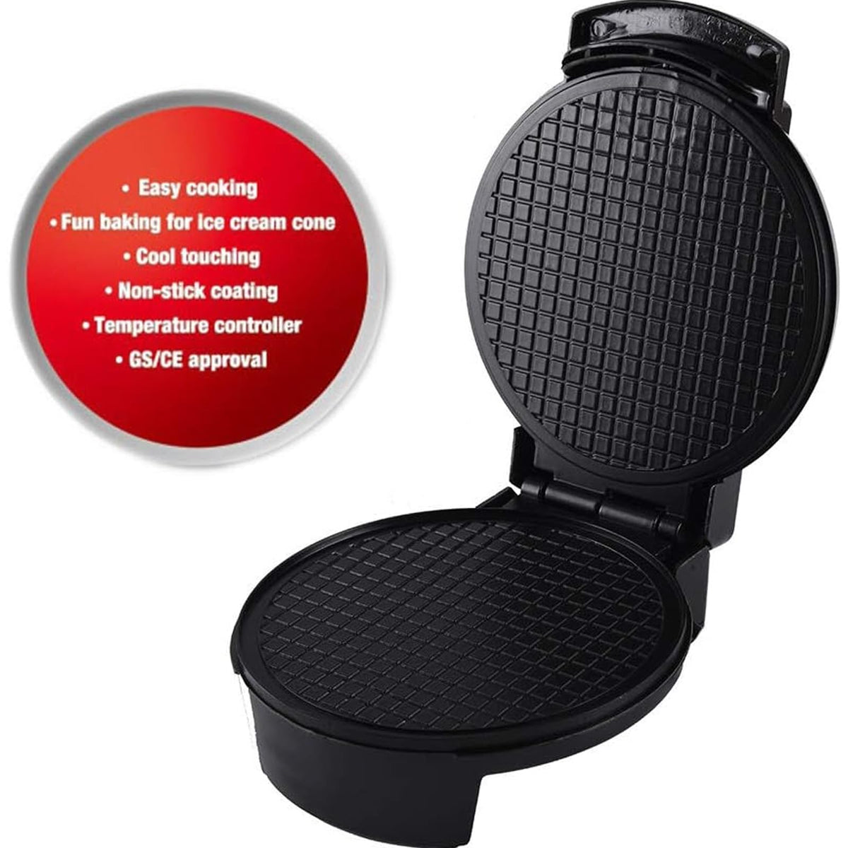 Electric Waffle Cone Maker with Nonstick Double-Sided Heating Plate