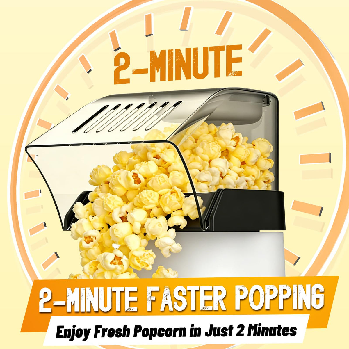 1200W Air Popcorn Maker with 4.5Qt Capacity and One-Button Operation