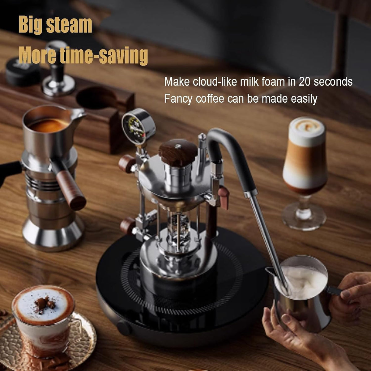700ml Portable Milk Frother with Steam Heating Function and Dual Heating Support