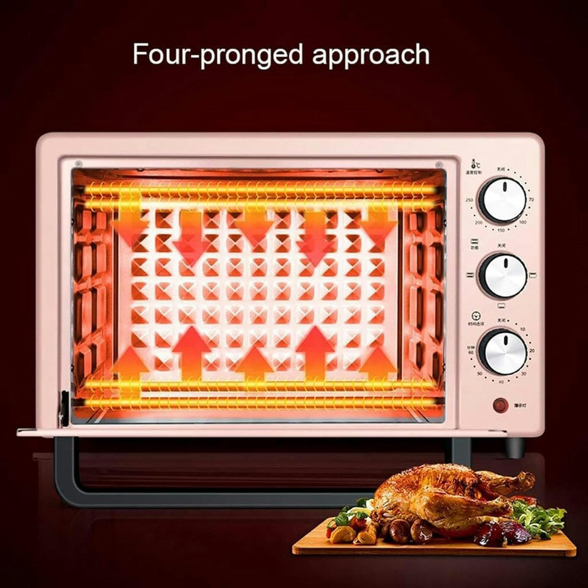 22L Mini Electric Oven with Adjustable Temperature and Timer Function