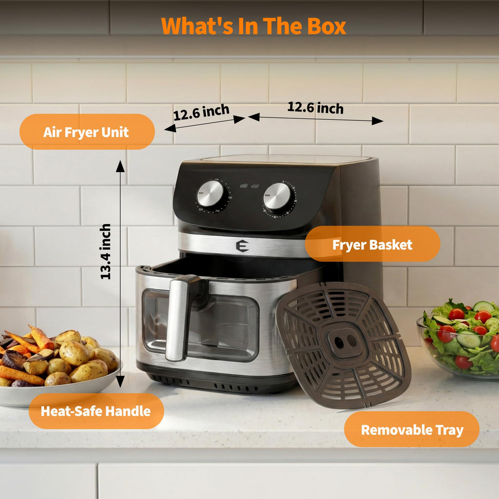 9.5Qt Large Air Fryer Oven with Presets and Viewing Window