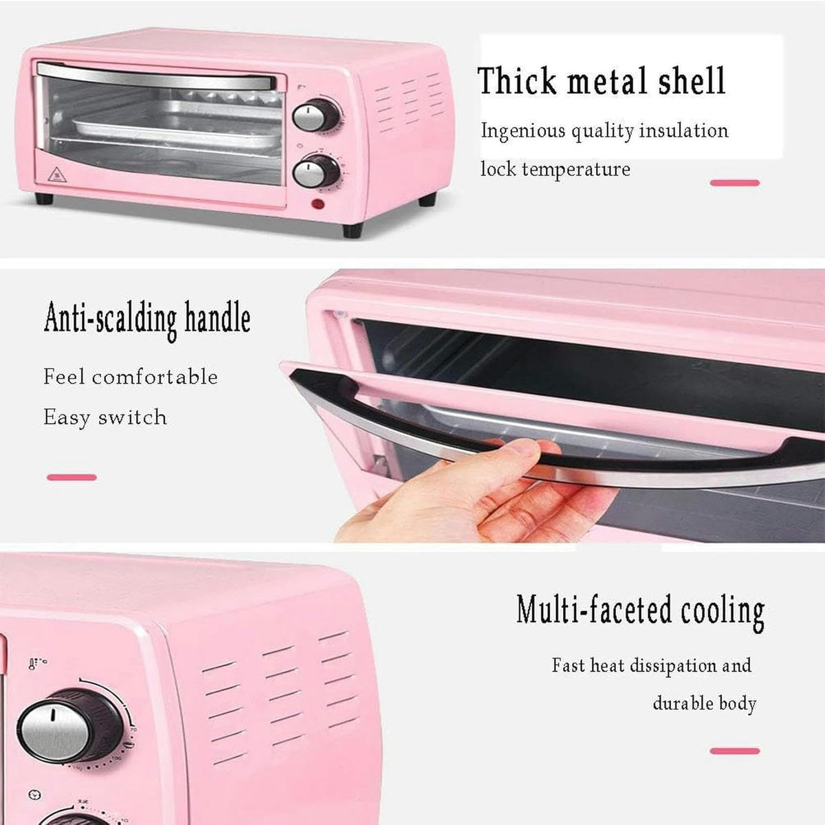 10L Mini Electric Oven with Pizza Grill and Timer Function