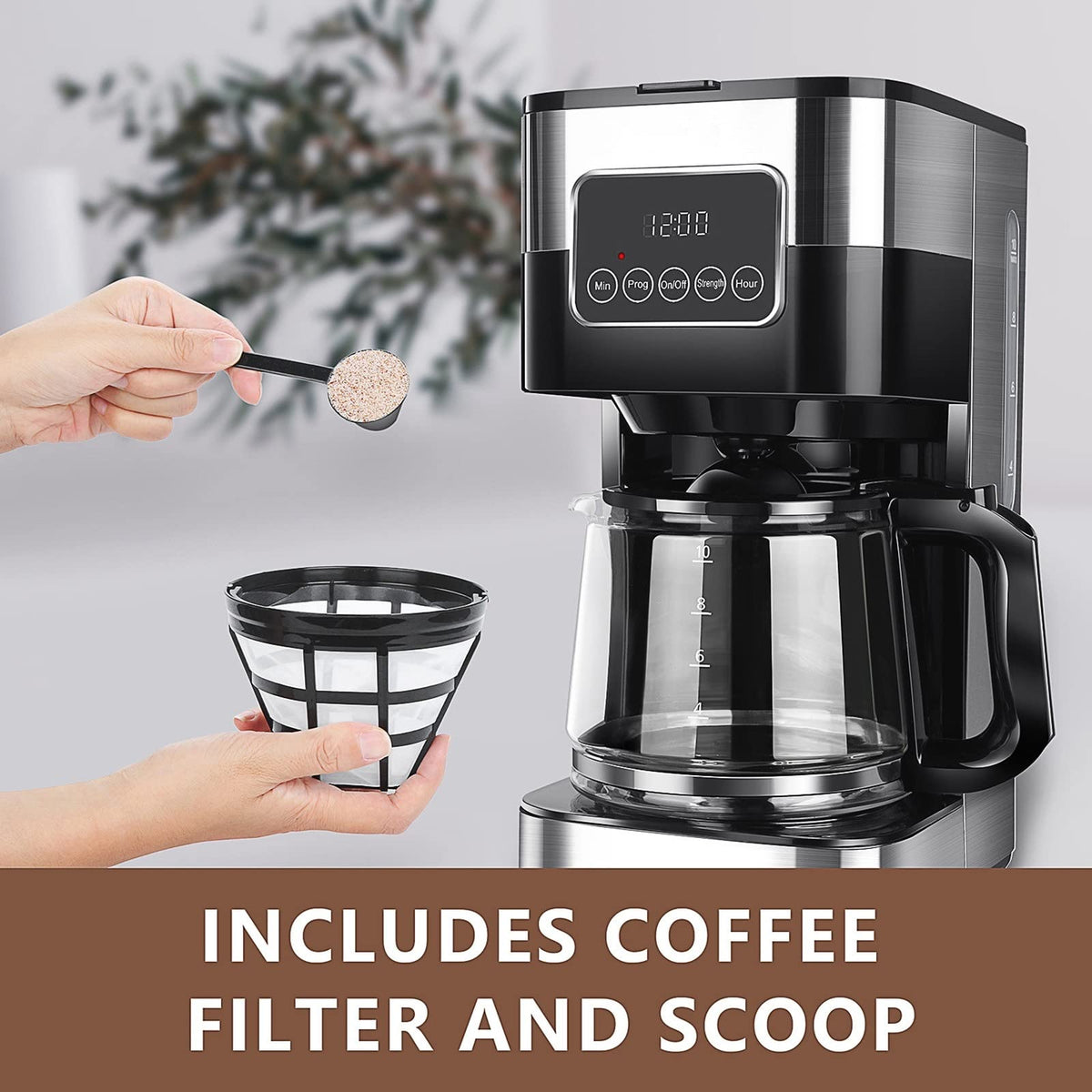 Automatic Drip Coffee Maker for Home and Office Use