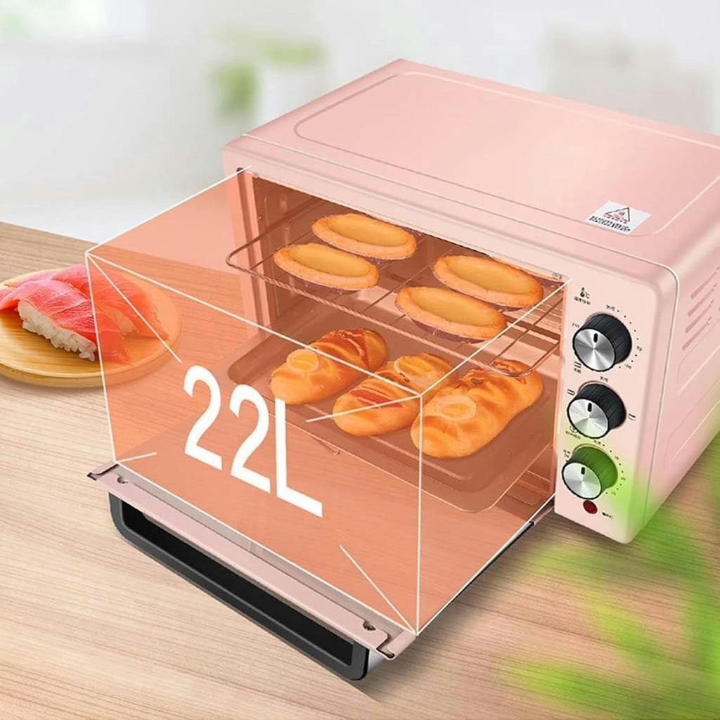 22L Mini Electric Oven with Adjustable Temperature and Timer Function