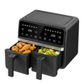 9QT Large Double Air Fryer, 10-in-1 Smart Cook & Sync Finish, Black