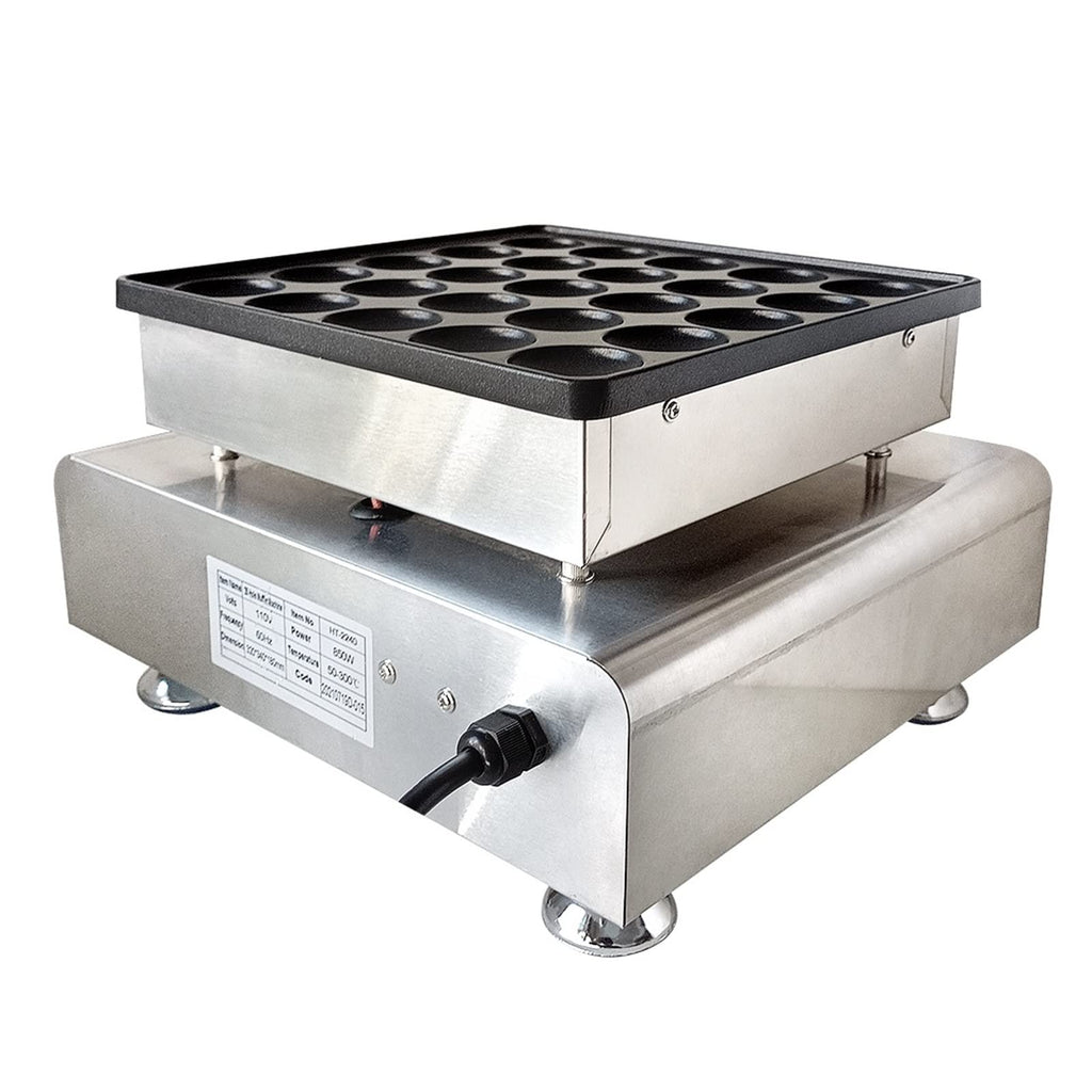 Commercial Electric Pancake Maker with Nonstick 25-Hole Plate and Temperature Control