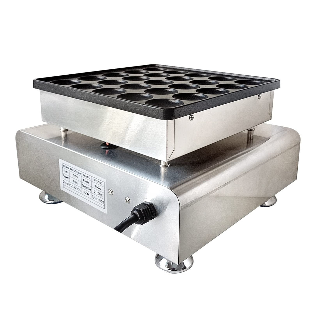 Commercial Electric Pancake Maker with Nonstick 25-Hole Plate and Temperature Control