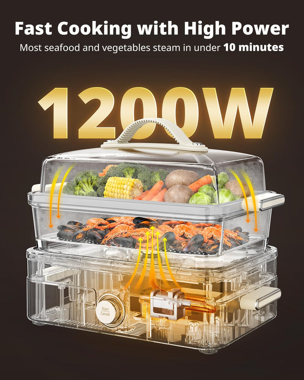 AIRMSEN Glass Food Steamer for Cooking
