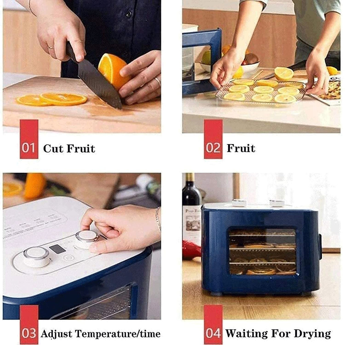 4-Tray Electric Food Dehydrator with Automatic Cooling Function