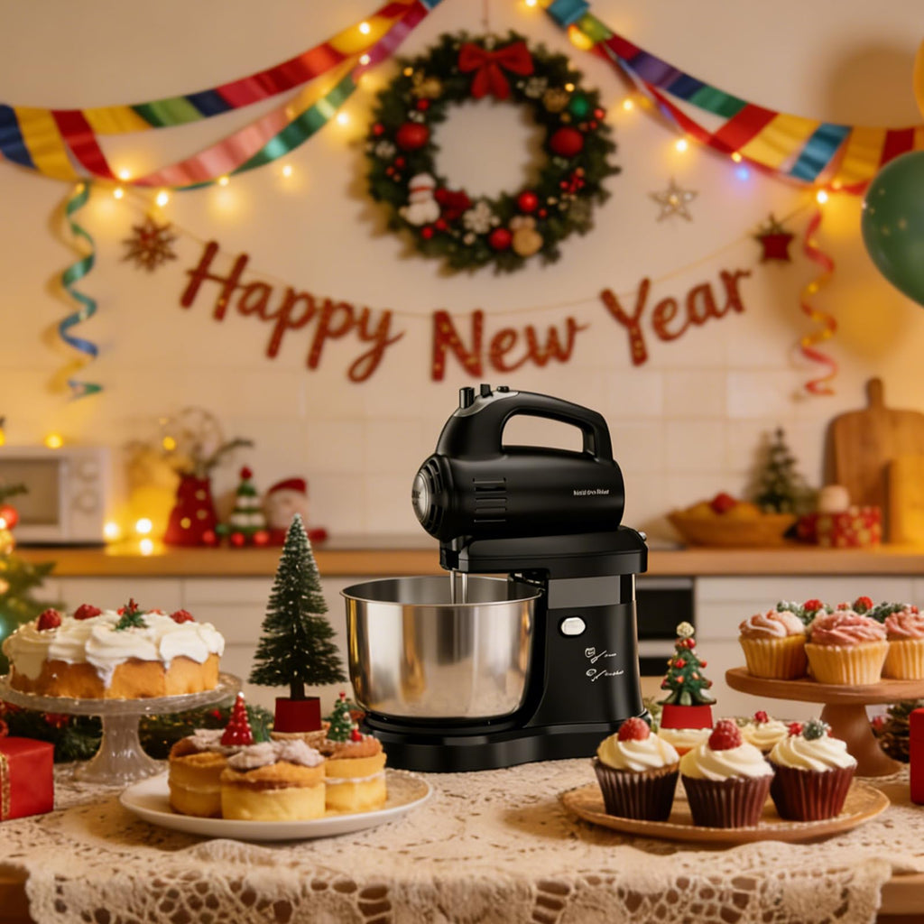 2-in-1 Stand Mixer with Rotating Bowl and Dough Hook for Baking