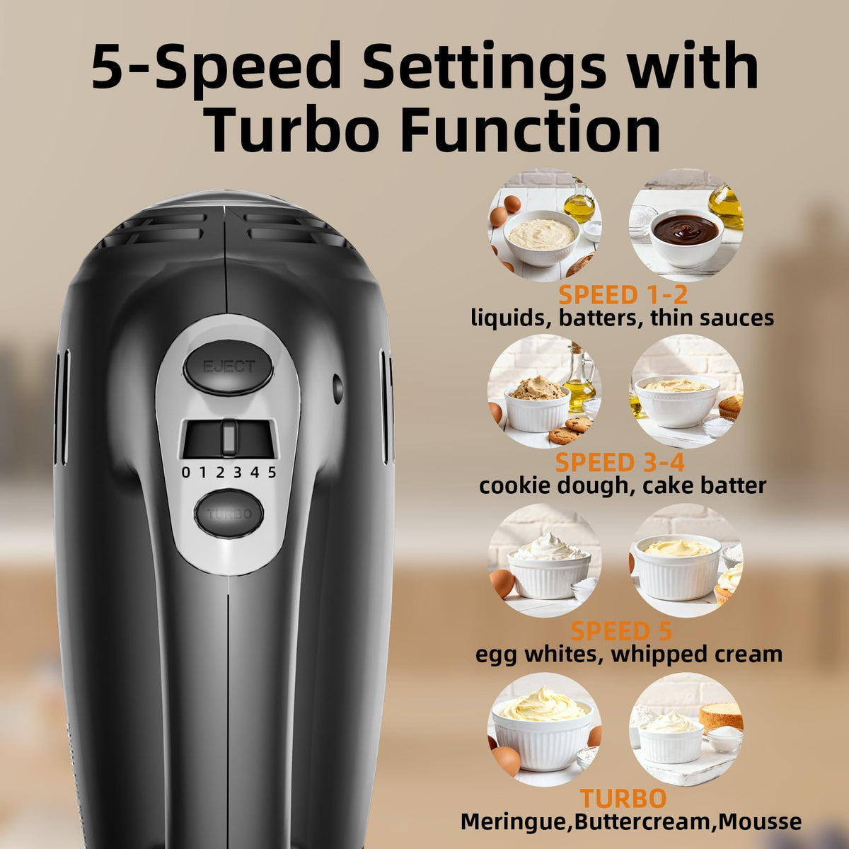 2-in-1 Stand Mixer with Rotating Bowl and Dough Hook for Baking