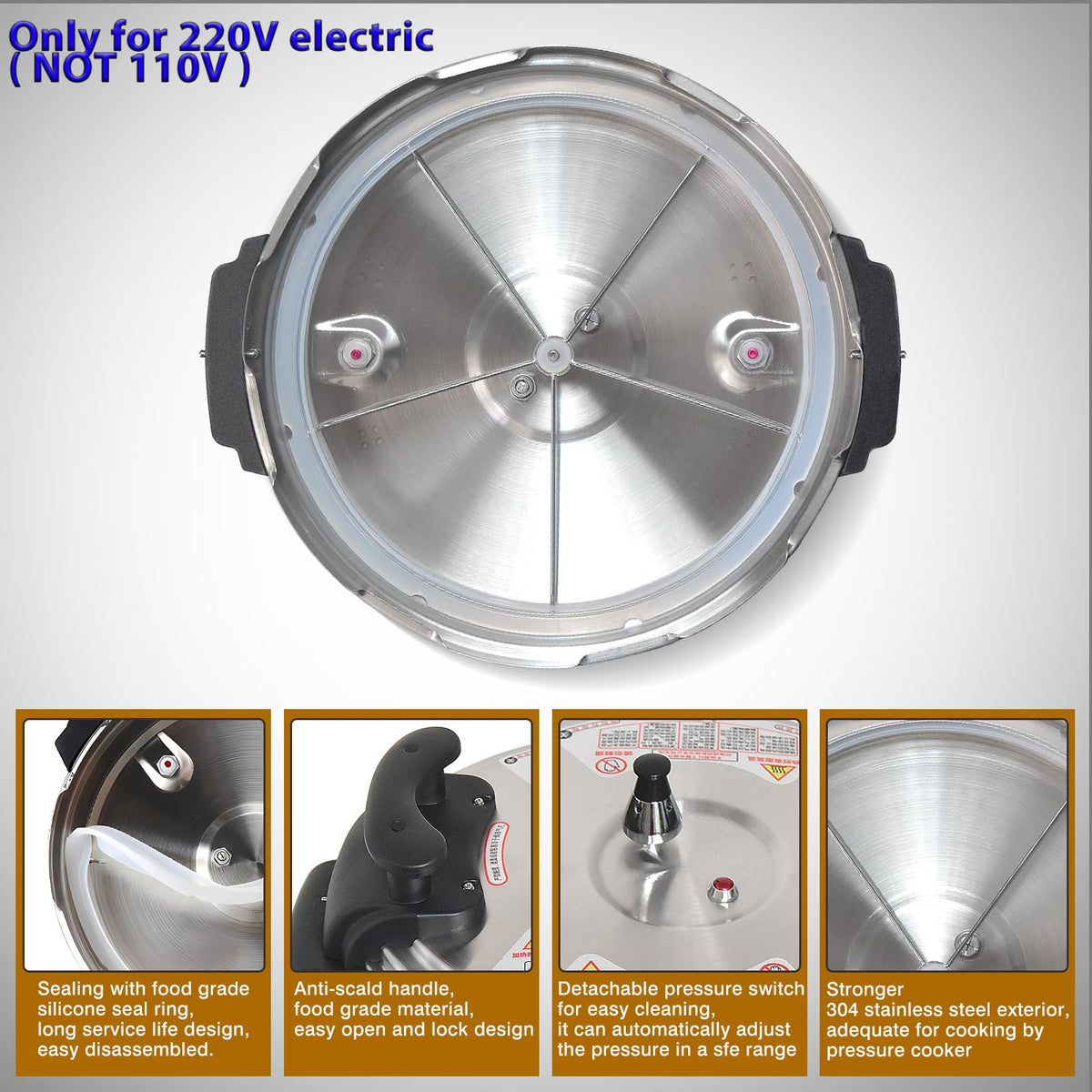 21L Commercial Electric Pressure Cooker with Nonstick Inner Pot and Multifunction Cooking Modes