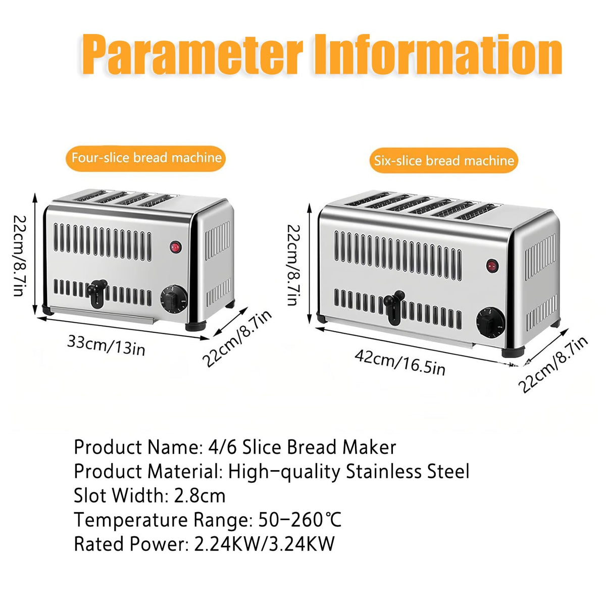 6-Slice Stainless Steel Commercial Toaster with Timer Function
