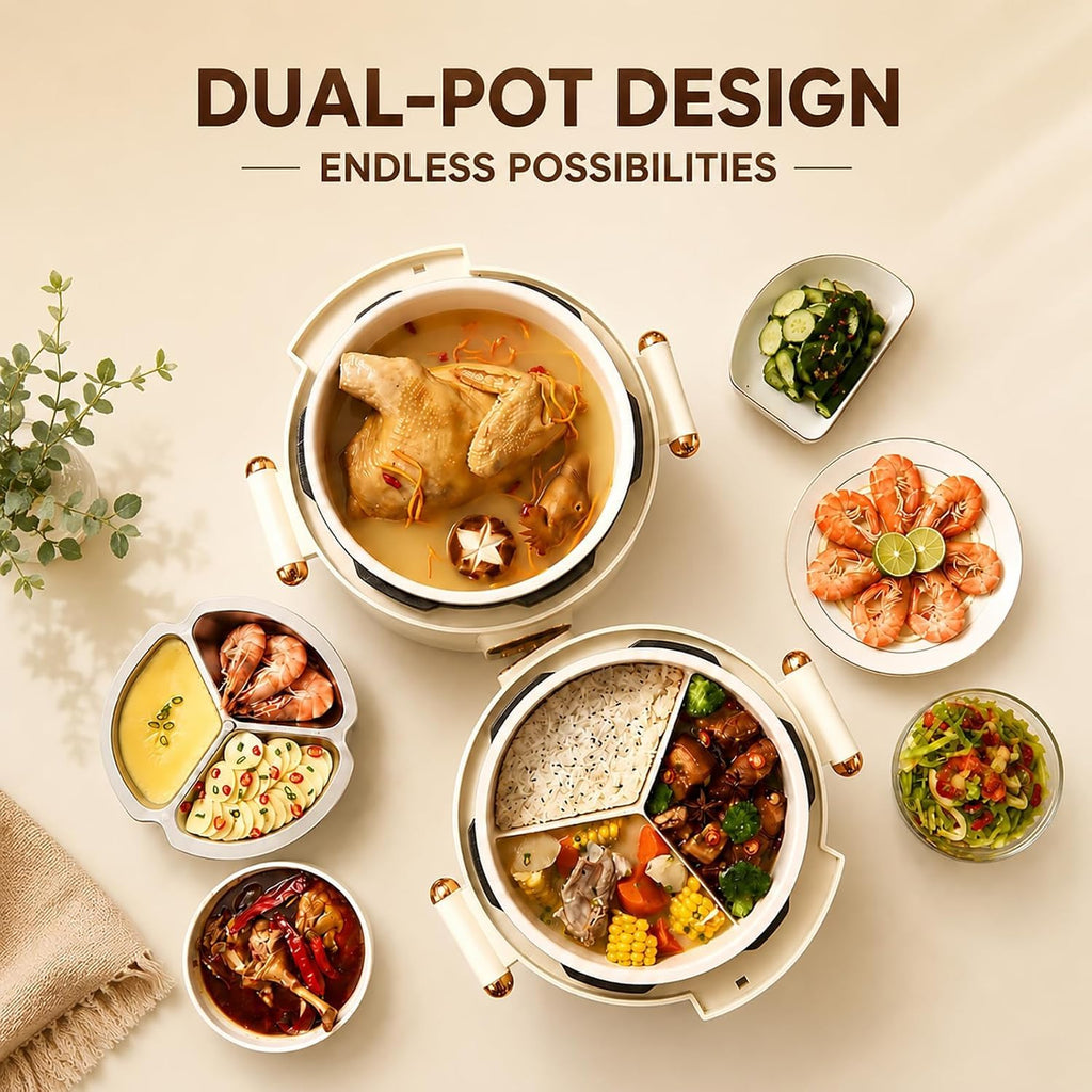 4L Electric Pressure Cooker Hot Pot, 70kPa Smart Multi-Cooker w/Timer