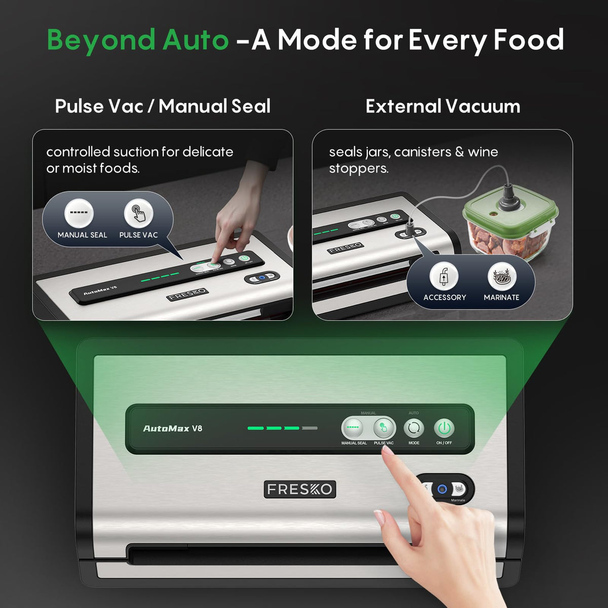 FRESKO Automatic Vacuum Sealer for Food, Hands-Free Operation