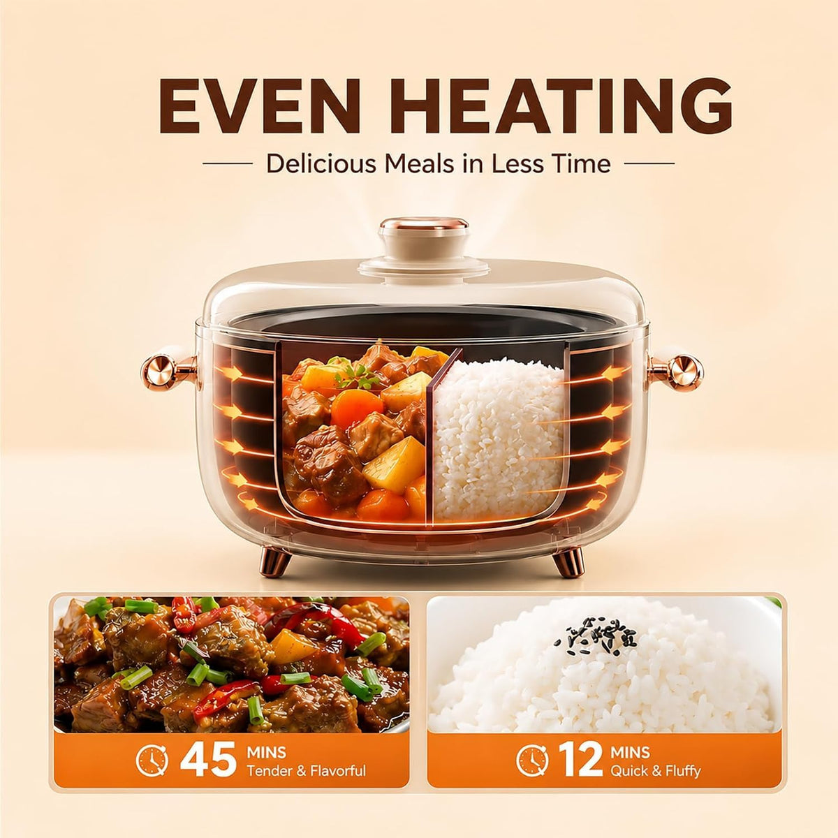 4L Electric Pressure Cooker Hot Pot, 70kPa Smart Multi-Cooker w/Timer