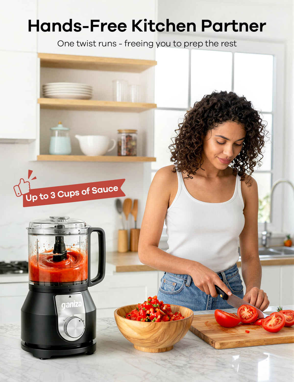 4-in-1 Food Processor with Slice, Shred, Mince and Whisk Functions